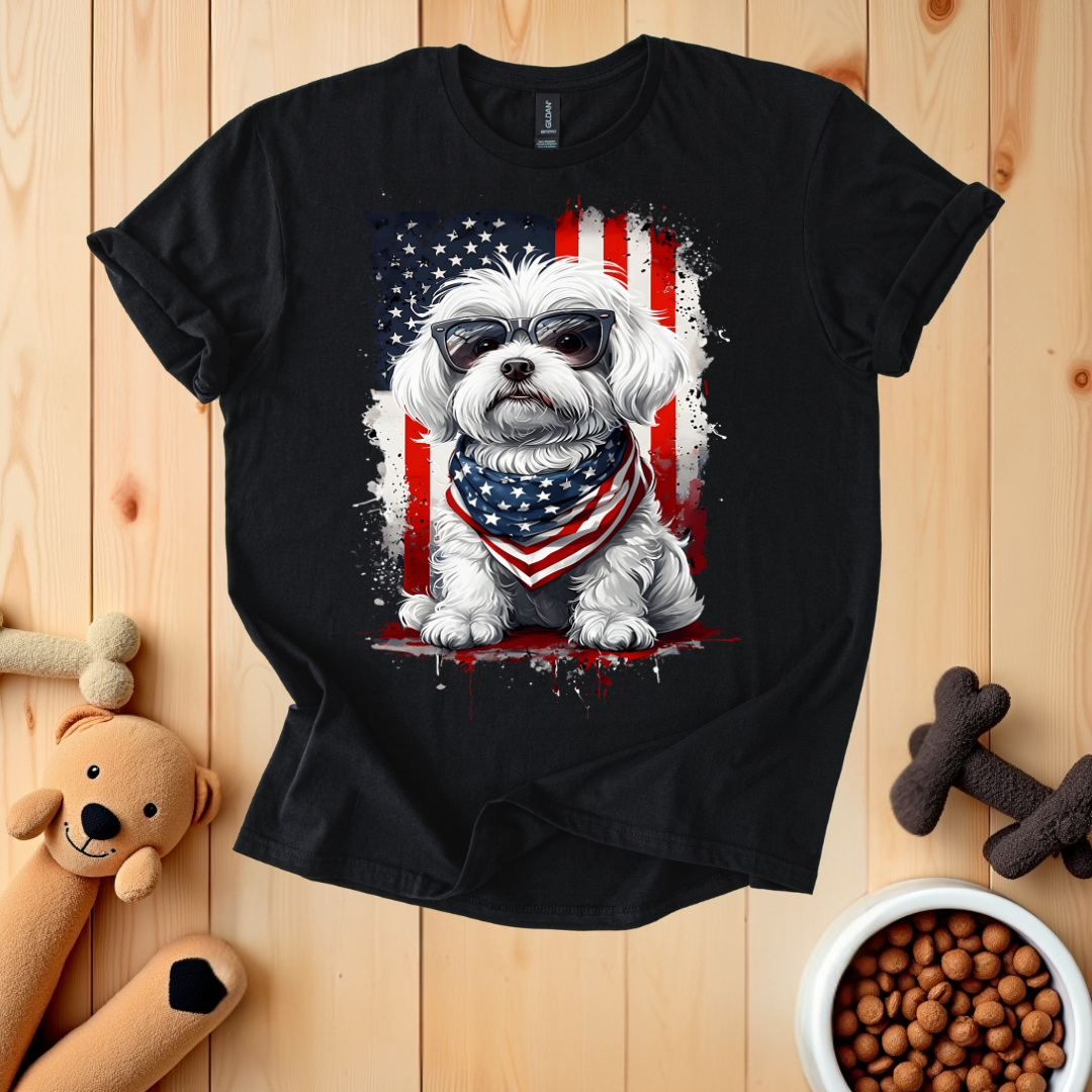 Patriotic Dog American Flag T-Shirt