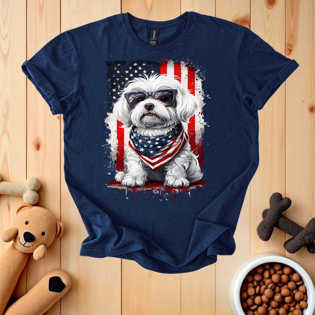 Patriotic Dog American Flag T-Shirt