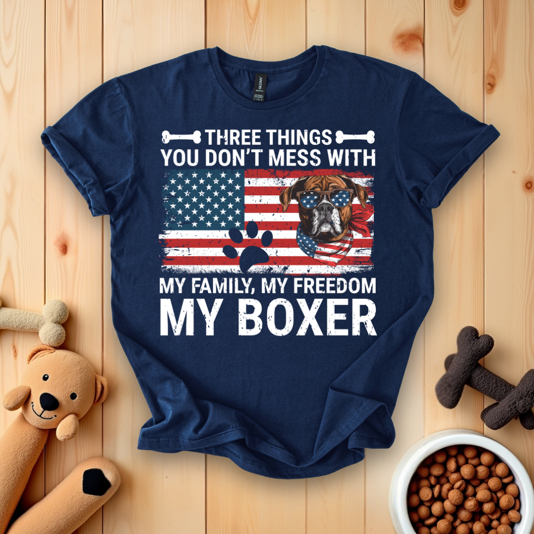 Three Things My Family, My Freedom My Boxer T-Shirt