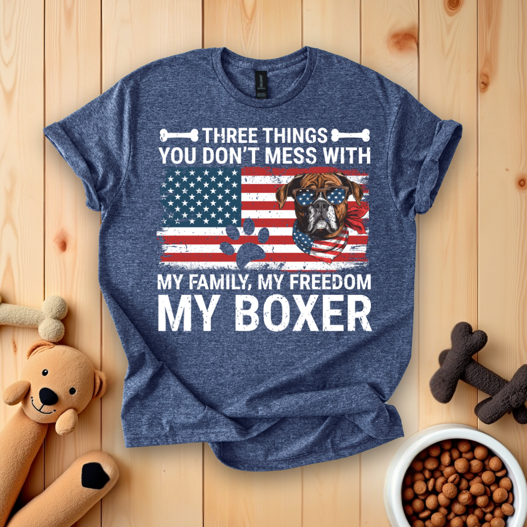 Three Things My Family, My Freedom My Boxer T-Shirt
