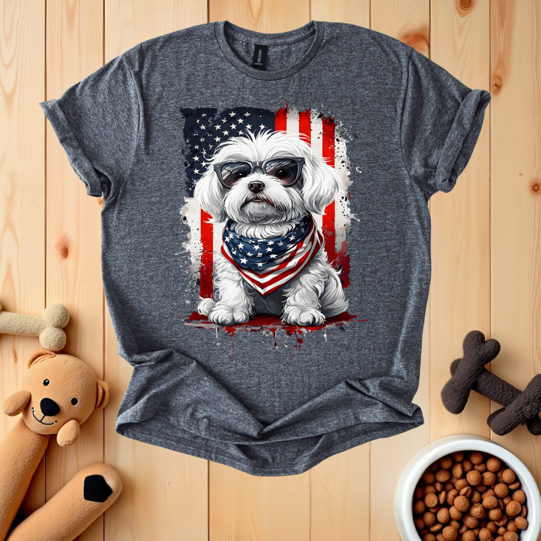 Patriotic Dog American Flag T-Shirt