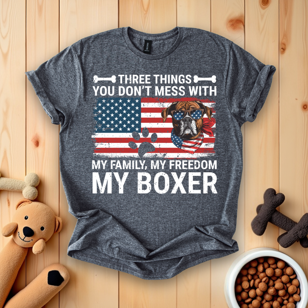 Three Things My Family, My Freedom My Boxer T-Shirt