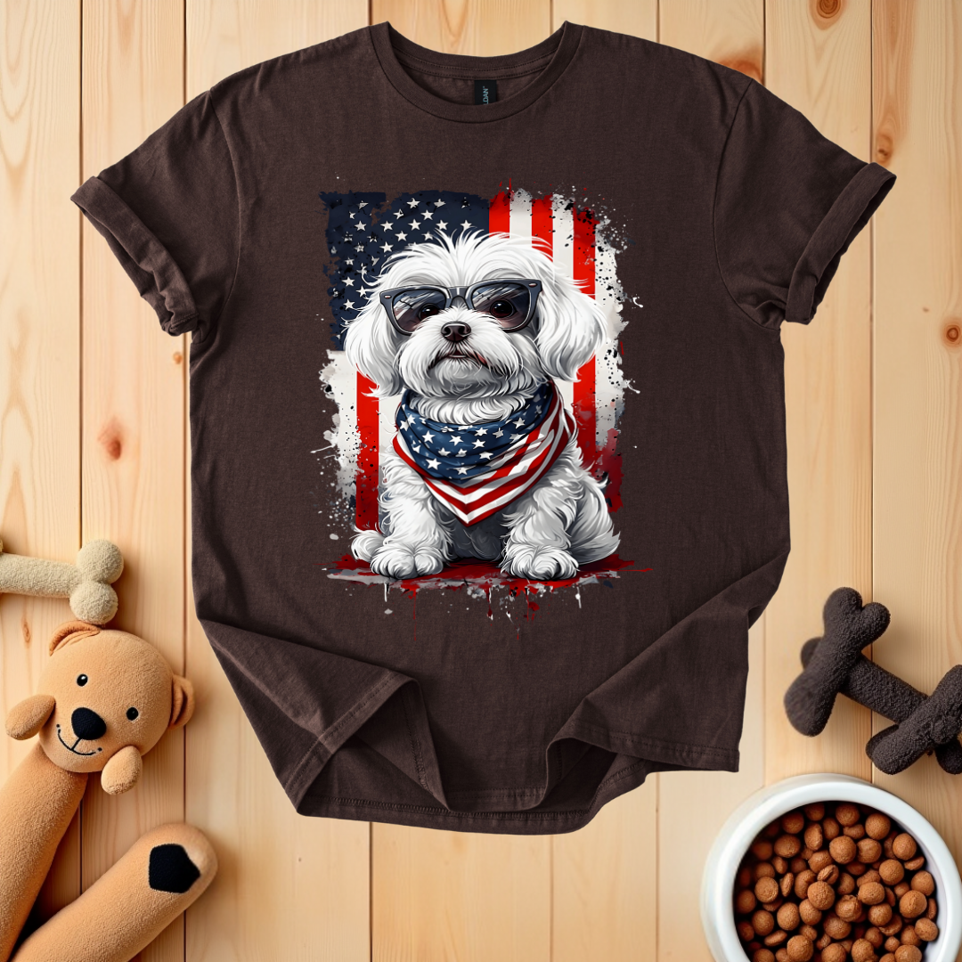 Patriotic Dog American Flag T-Shirt