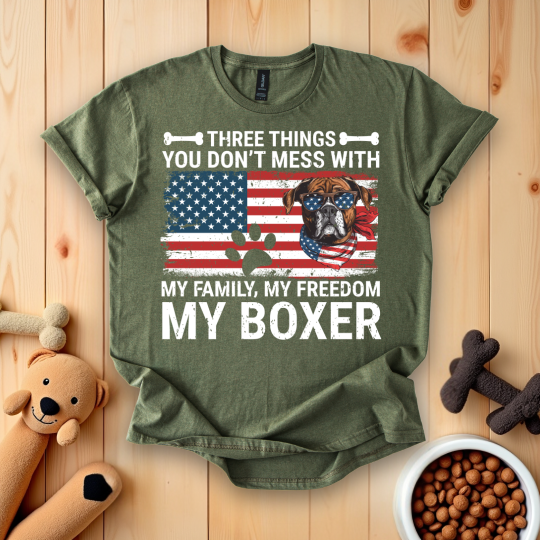 Three Things My Family, My Freedom My Boxer T-Shirt