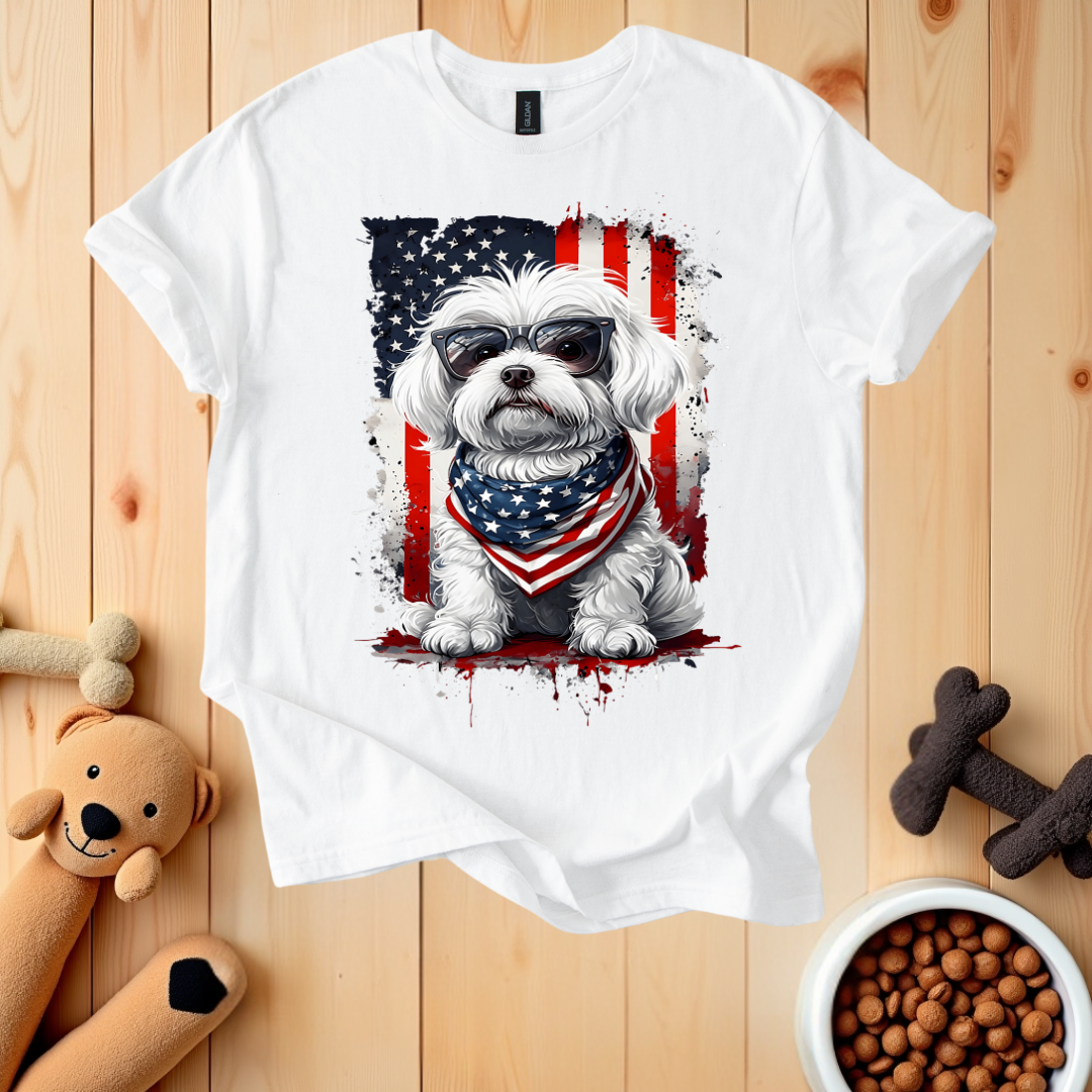 Patriotic Dog American Flag T-Shirt