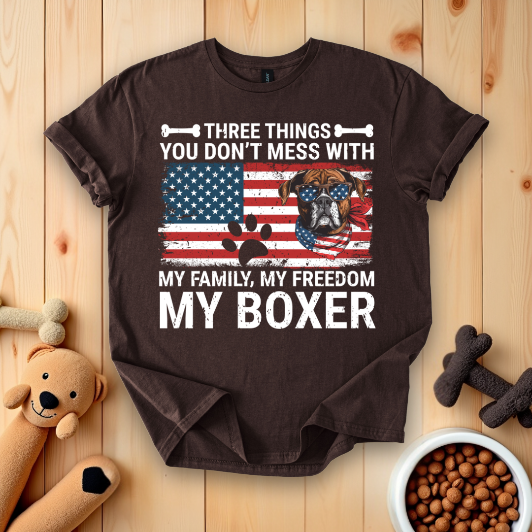 Three Things My Family, My Freedom My Boxer T-Shirt