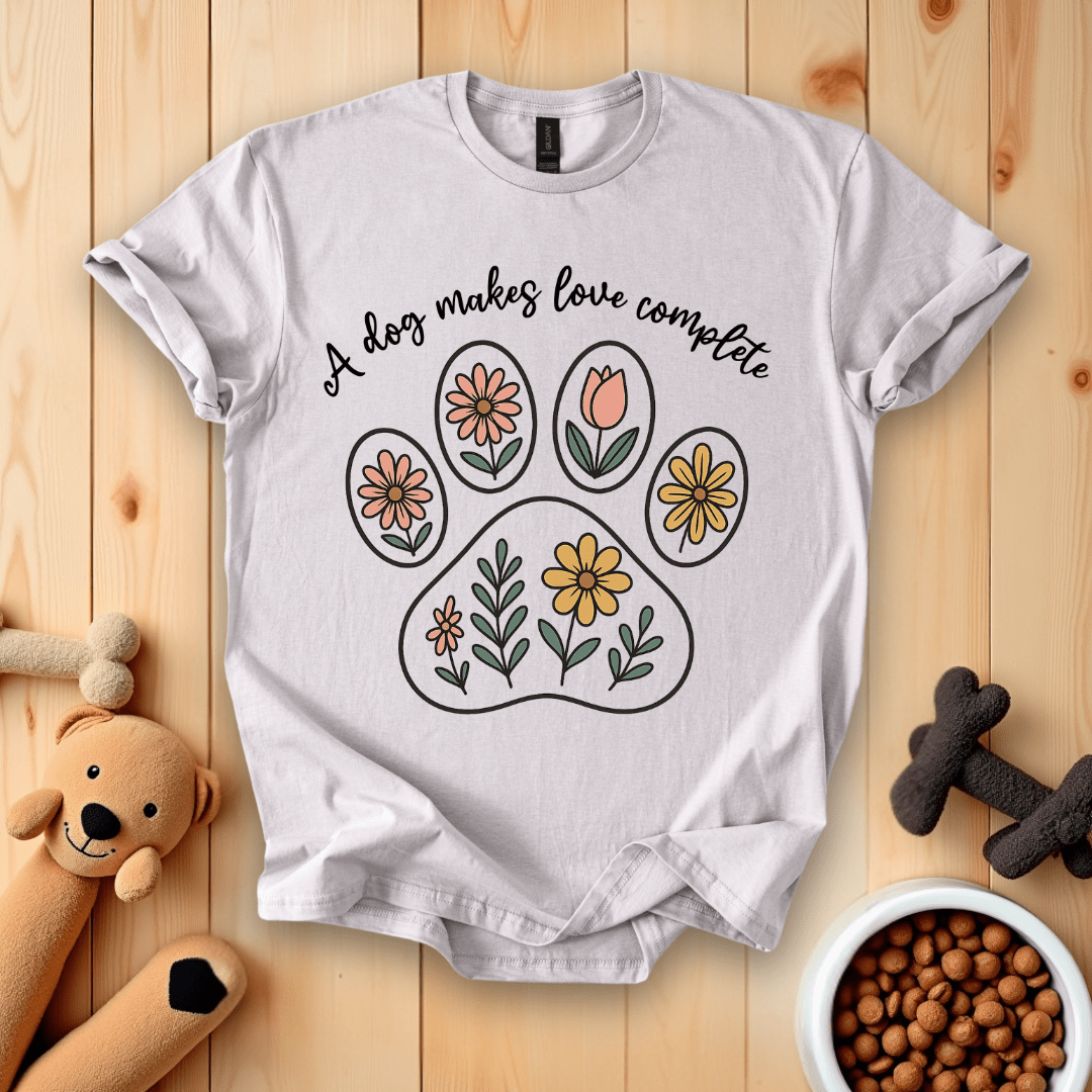 Ice Grey / S A Dog Makes Love Complete T-Shirt