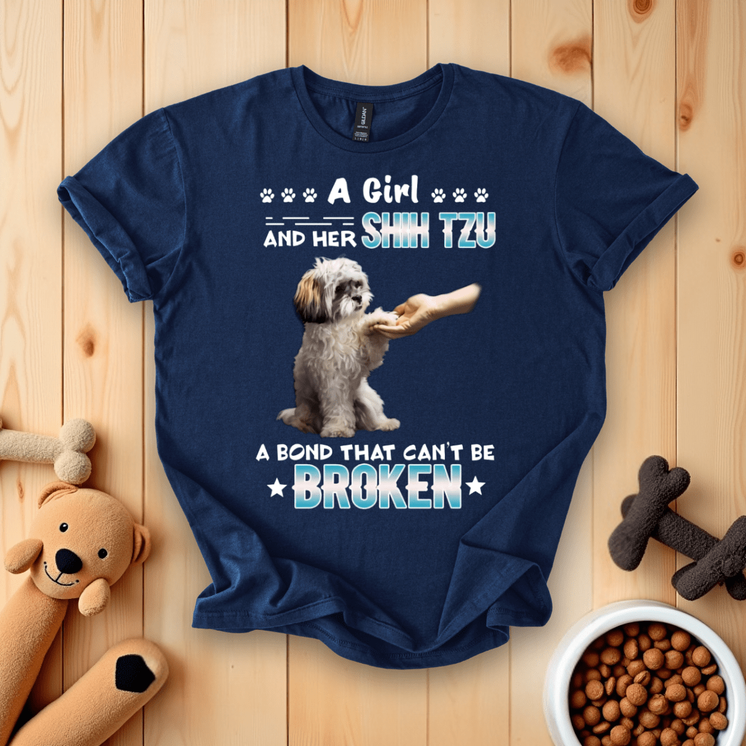 Navy / S A Girl And Her Shih Tzu A Bond That Can't Be Broken T-Shirt