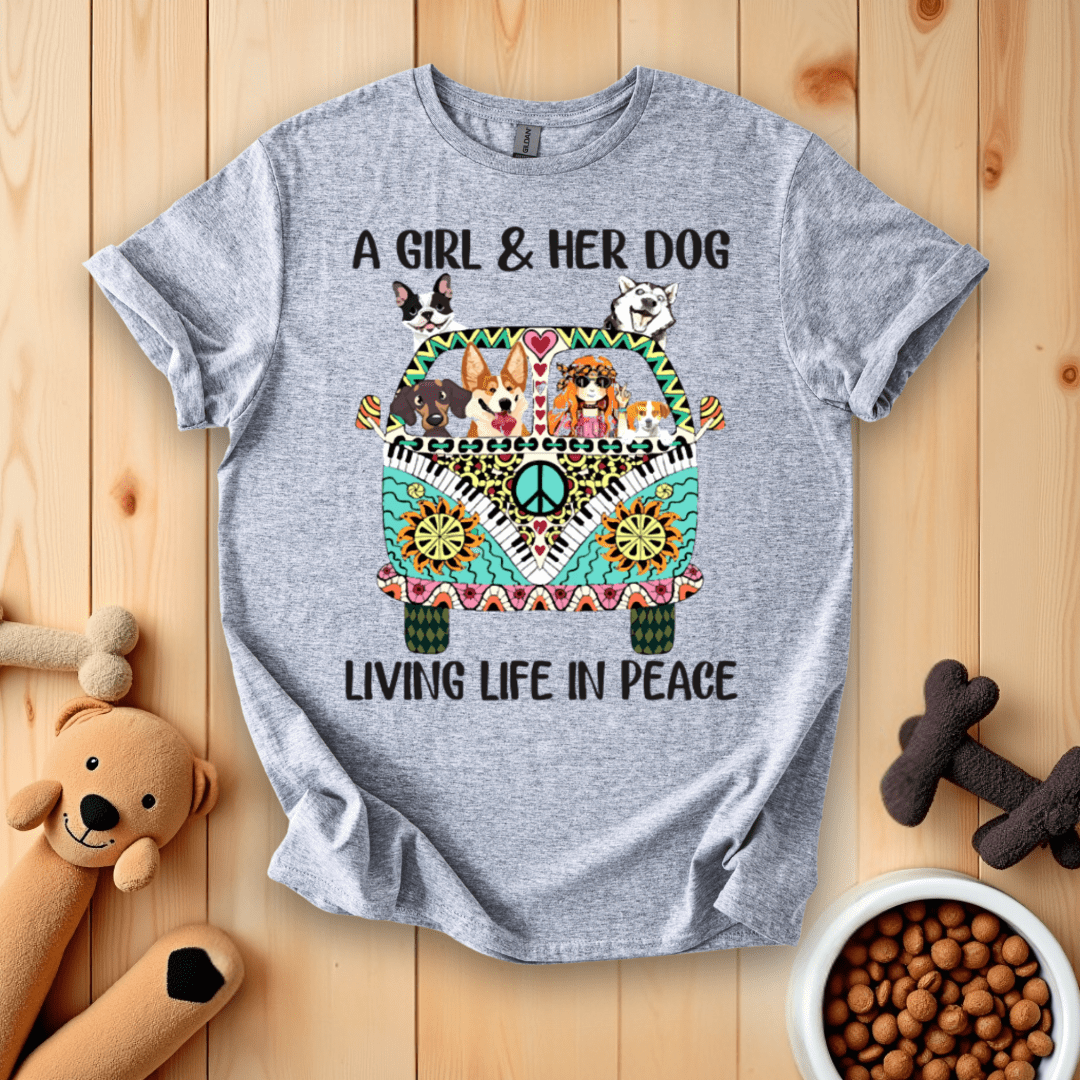 Sport Grey / S A Girl & Her Dog Living Life In Peace T-Shirt