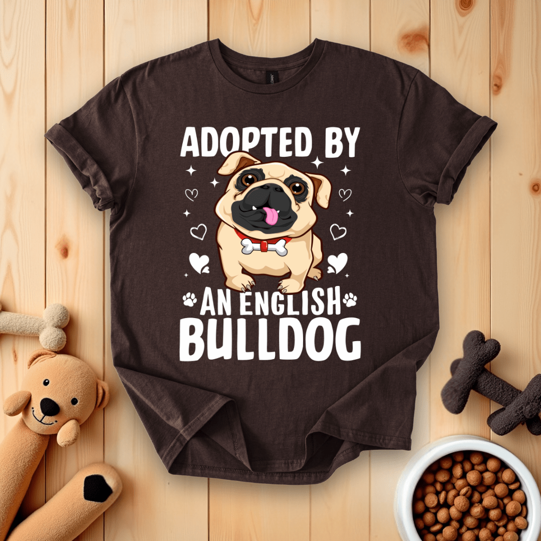 Dark Chocolate / S Adopted By An English Bulldog T-Shirt