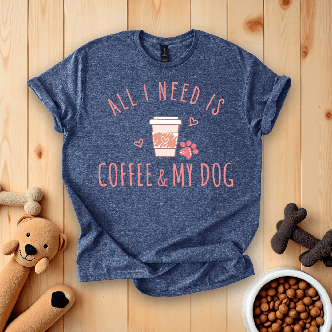 Heather Navy / S All I Need Is Coffee & My Dog T-Shirt