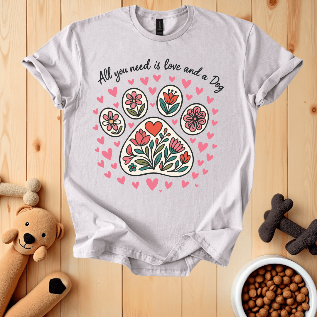 Ice Grey / S All You Need Is Love And A Dog T-Shirt
