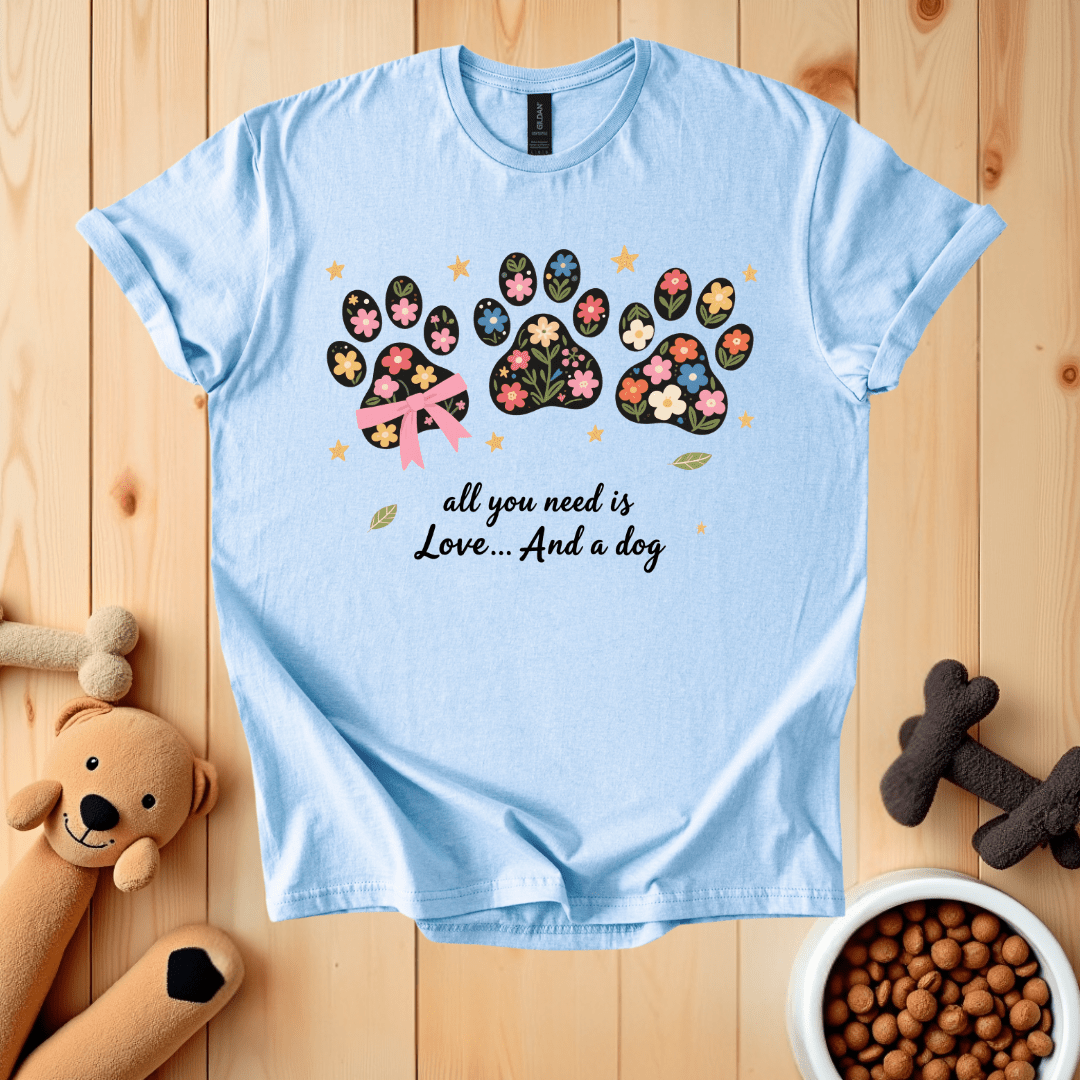 Light Blue / S All You Need Is Love And A Dog T-Shirt
