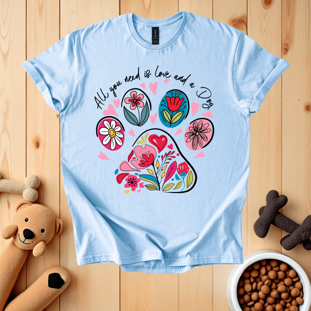 Light Blue / S All You Need Is Love And A Dog T-Shirt