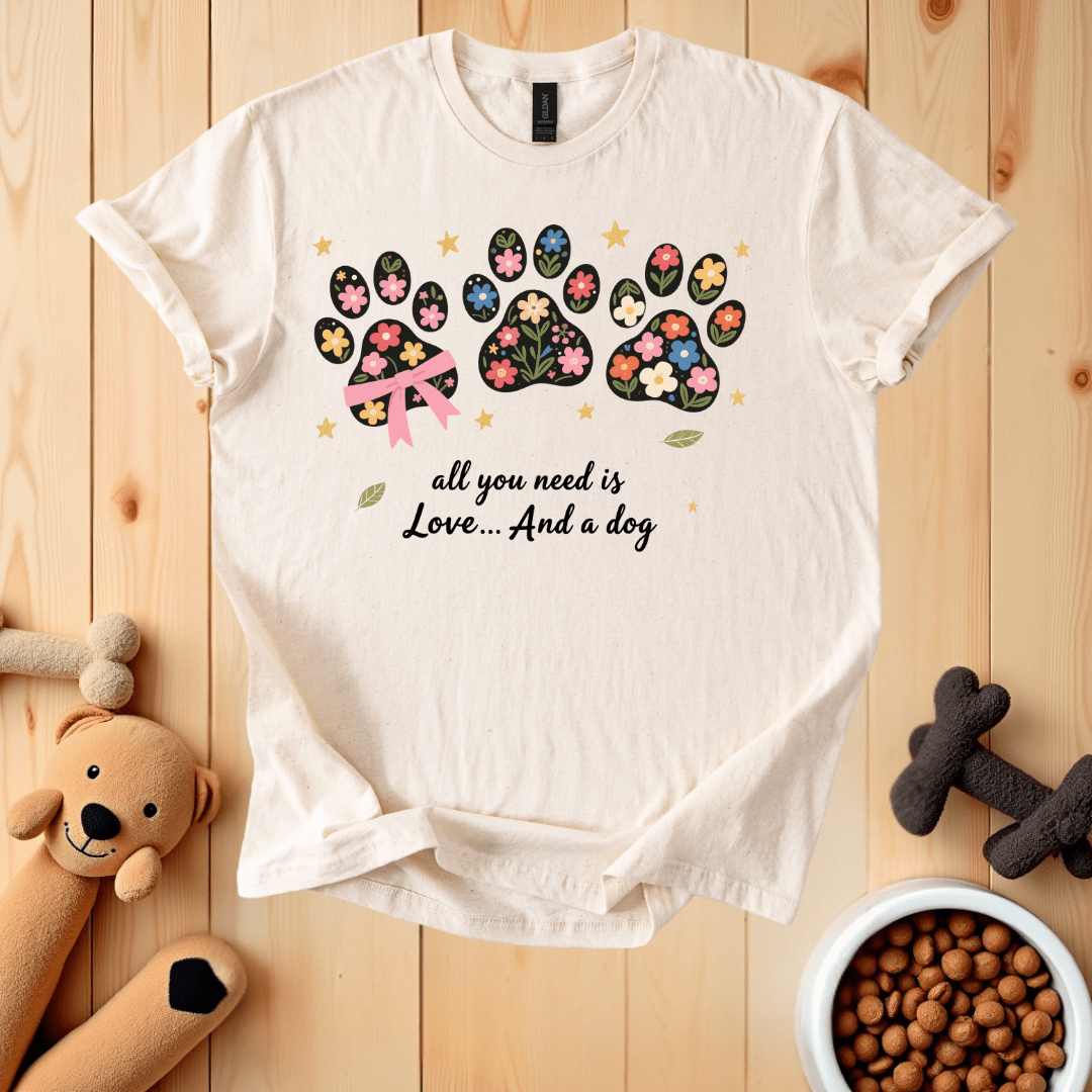 Natural / S All You Need Is Love And A Dog T-Shirt