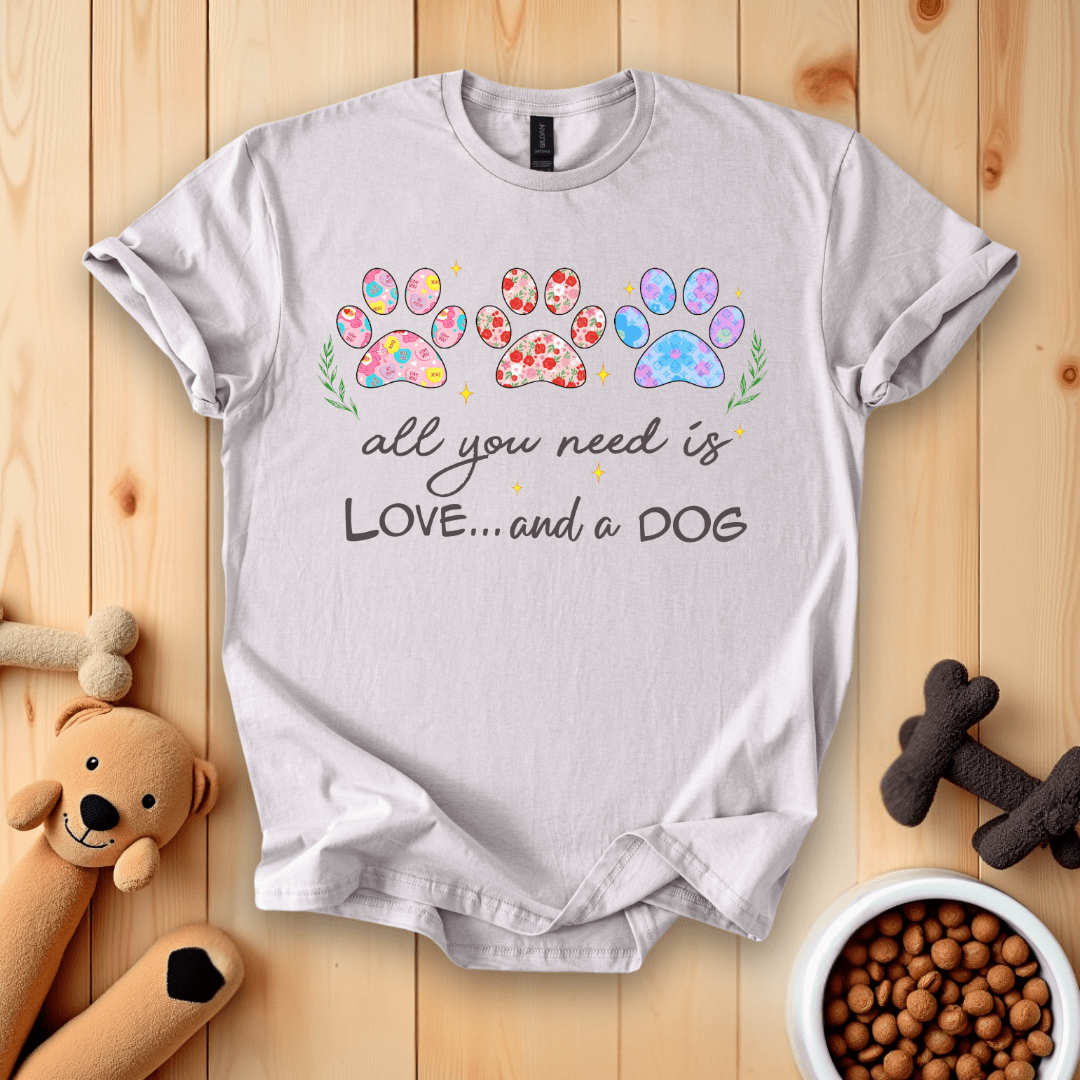 S / Ice Grey All You Need Is Love And A Dog T-Shirt