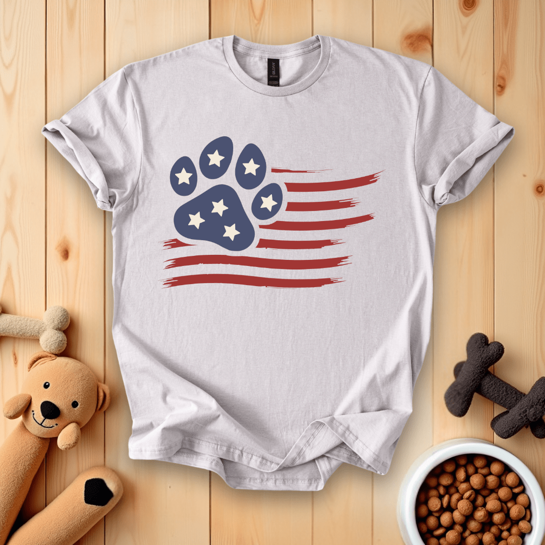 Ice Grey / S America Flag Dog Paw T-Shirt