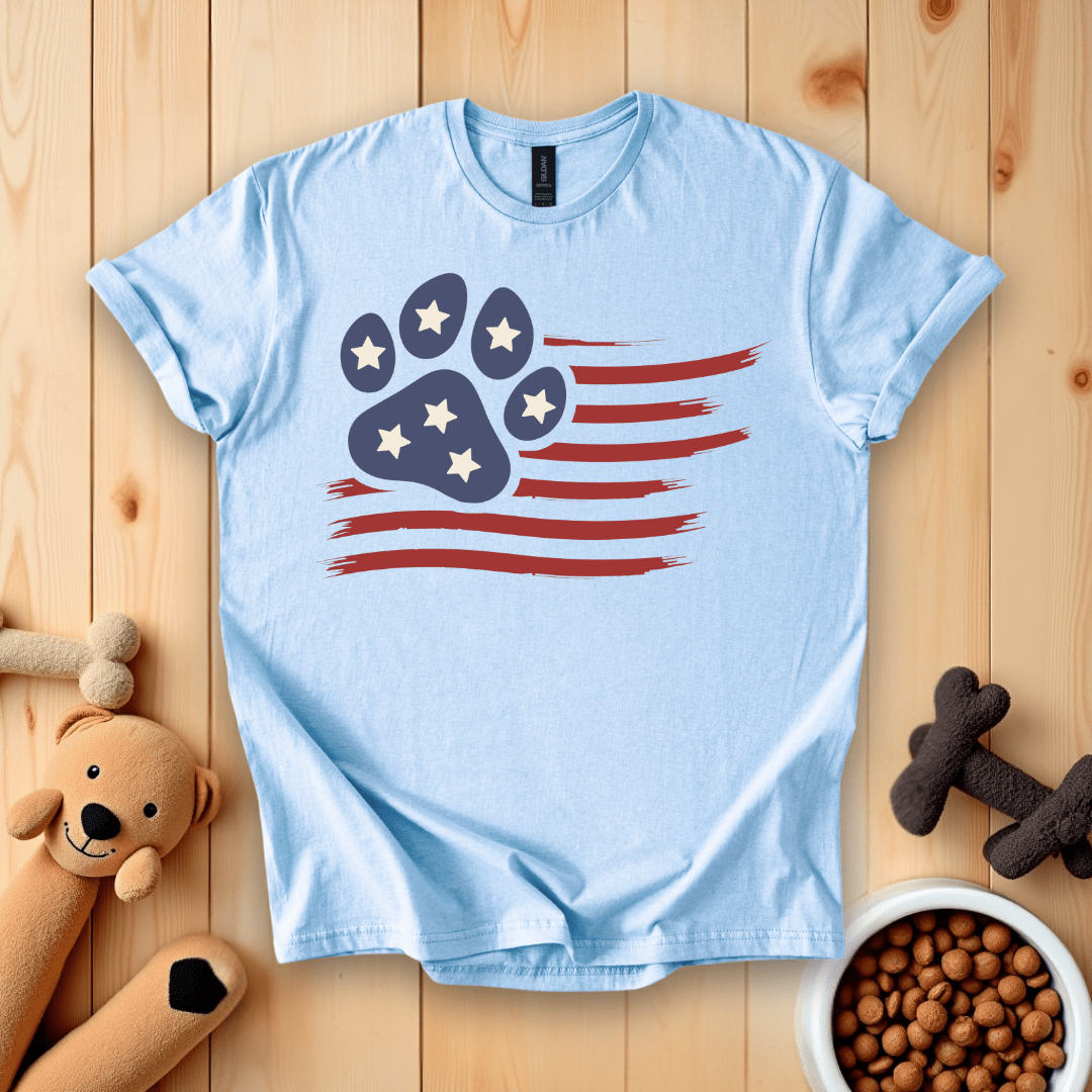 Light Blue / S America Flag Dog Paw T-Shirt