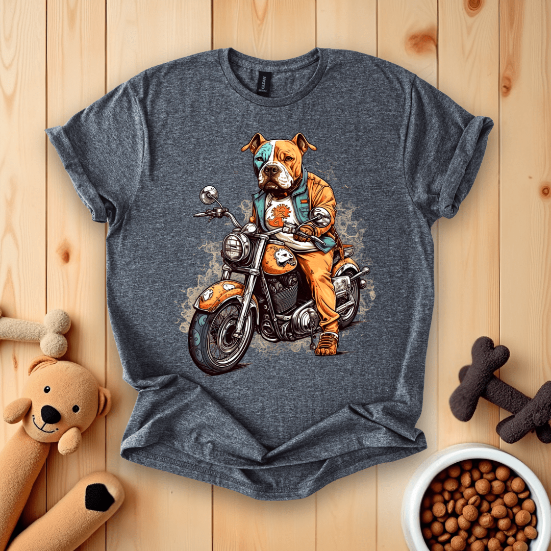 Dark Heather / S American Bulldog Riding Motorcycle T-Shirt