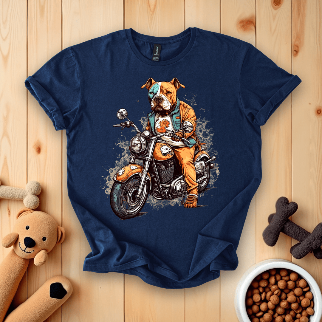 Navy / S American Bulldog Riding Motorcycle T-Shirt