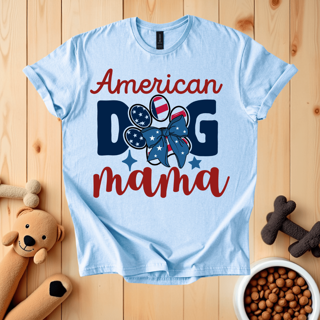 Light Blue / S American Dog Mama T-Shirt