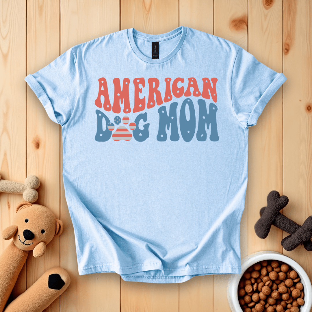 Light Blue / S American Dog Mom T-Shirt