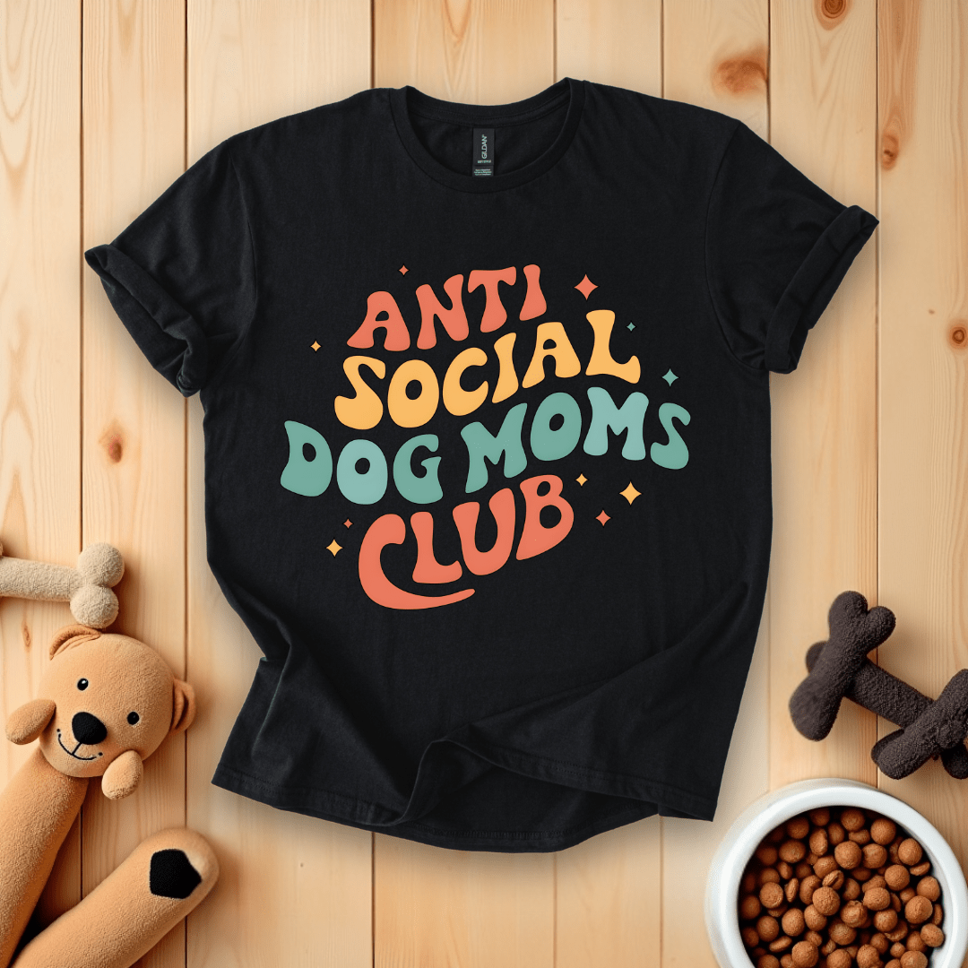 Black / S Anti-Social Dog Moms Club T-Shirt