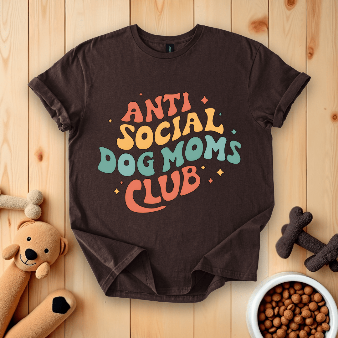 Dark Chocolate / S Anti-Social Dog Moms Club T-Shirt