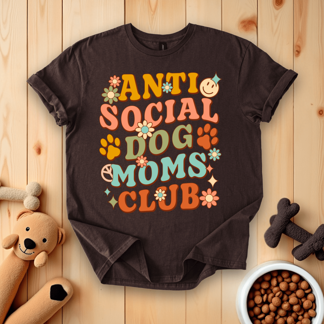 Dark Chocolate / S Anti-Social Dog Moms Club T-Shirt