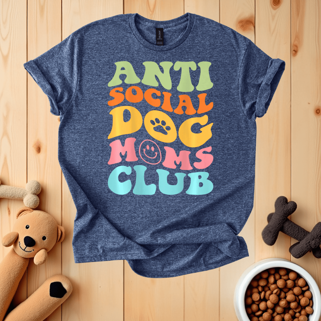 Heather Navy / S Anti Social Dog Moms Club T-Shirt