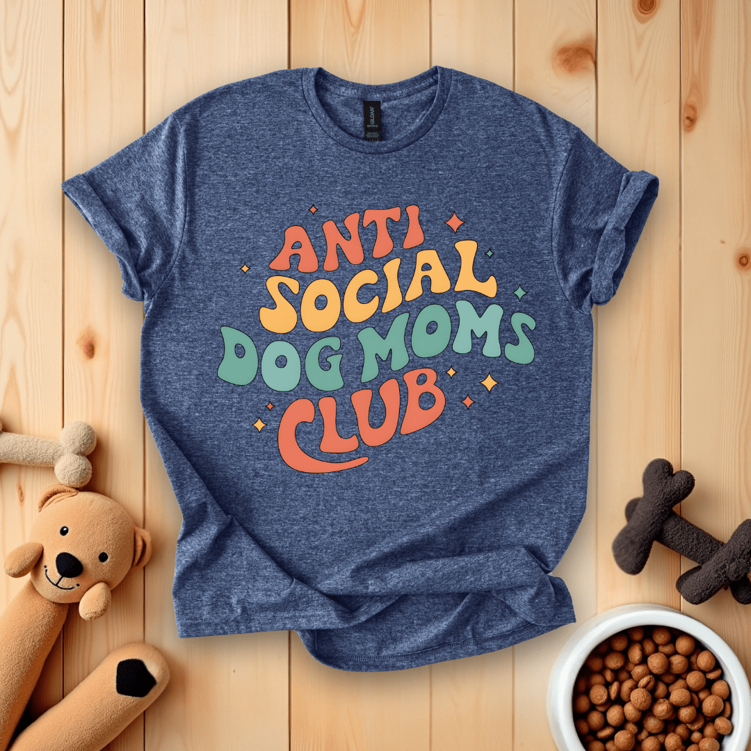 Heather Navy / S Anti-Social Dog Moms Club T-Shirt