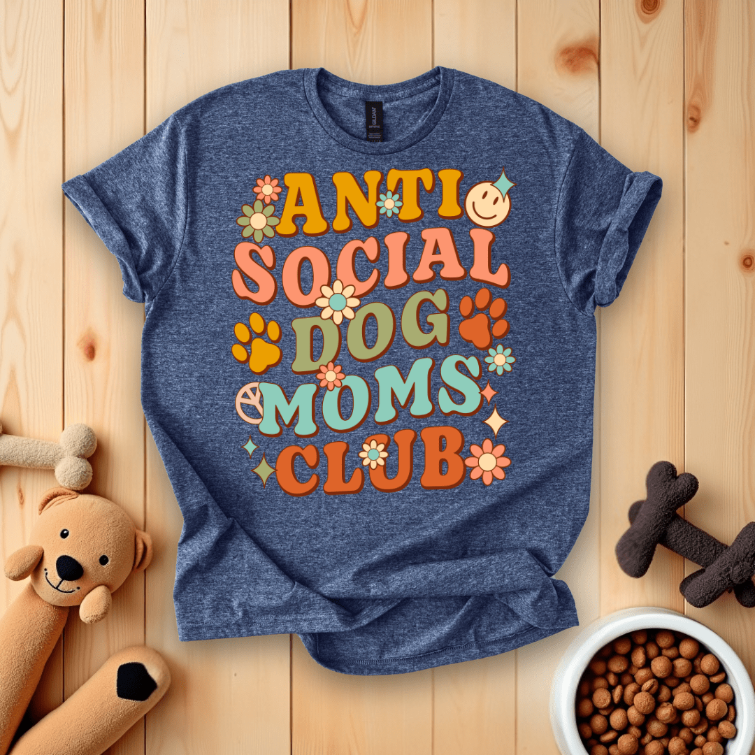 Heather Navy / S Anti-Social Dog Moms Club T-Shirt