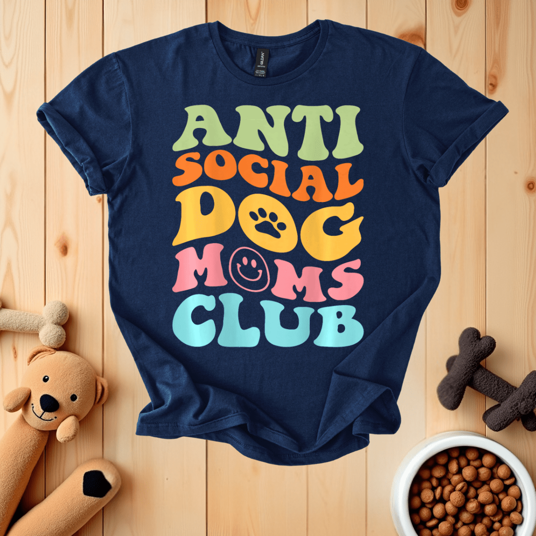 Navy / S Anti Social Dog Moms Club T-Shirt