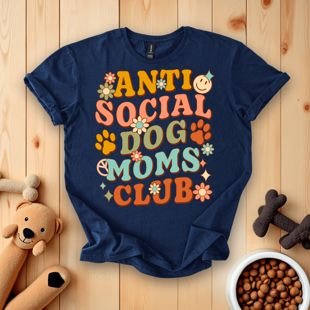 Navy / S Anti-Social Dog Moms Club T-Shirt