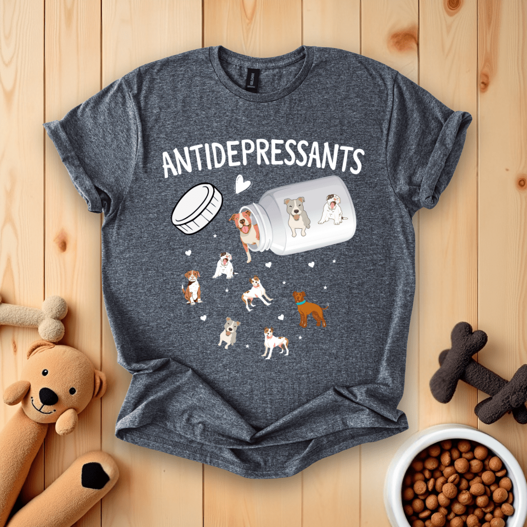 Dark Heather / S Antidepressant Dogs T-Shirt