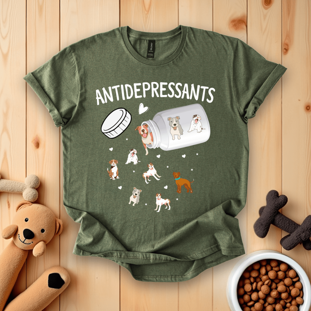 Military Green / S Antidepressant Dogs T-Shirt