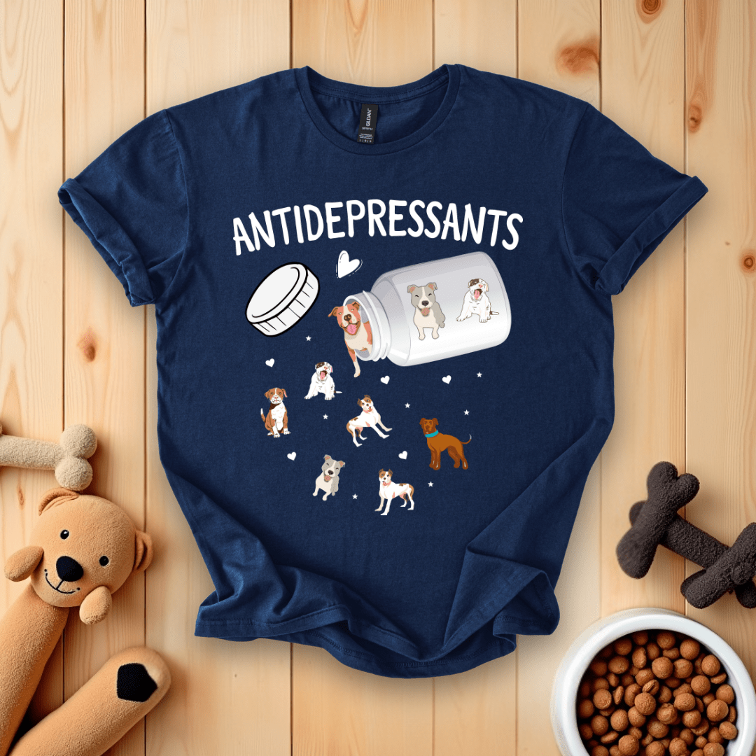 Navy / S Antidepressant Dogs T-Shirt