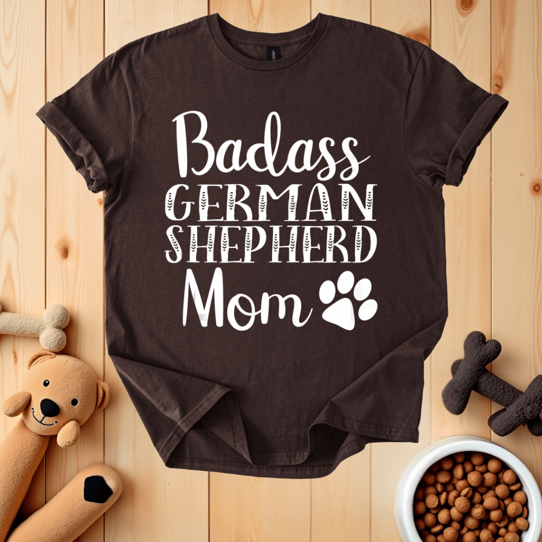 Dark Chocolate / S Badass German Shepherd Mom T-Shirt