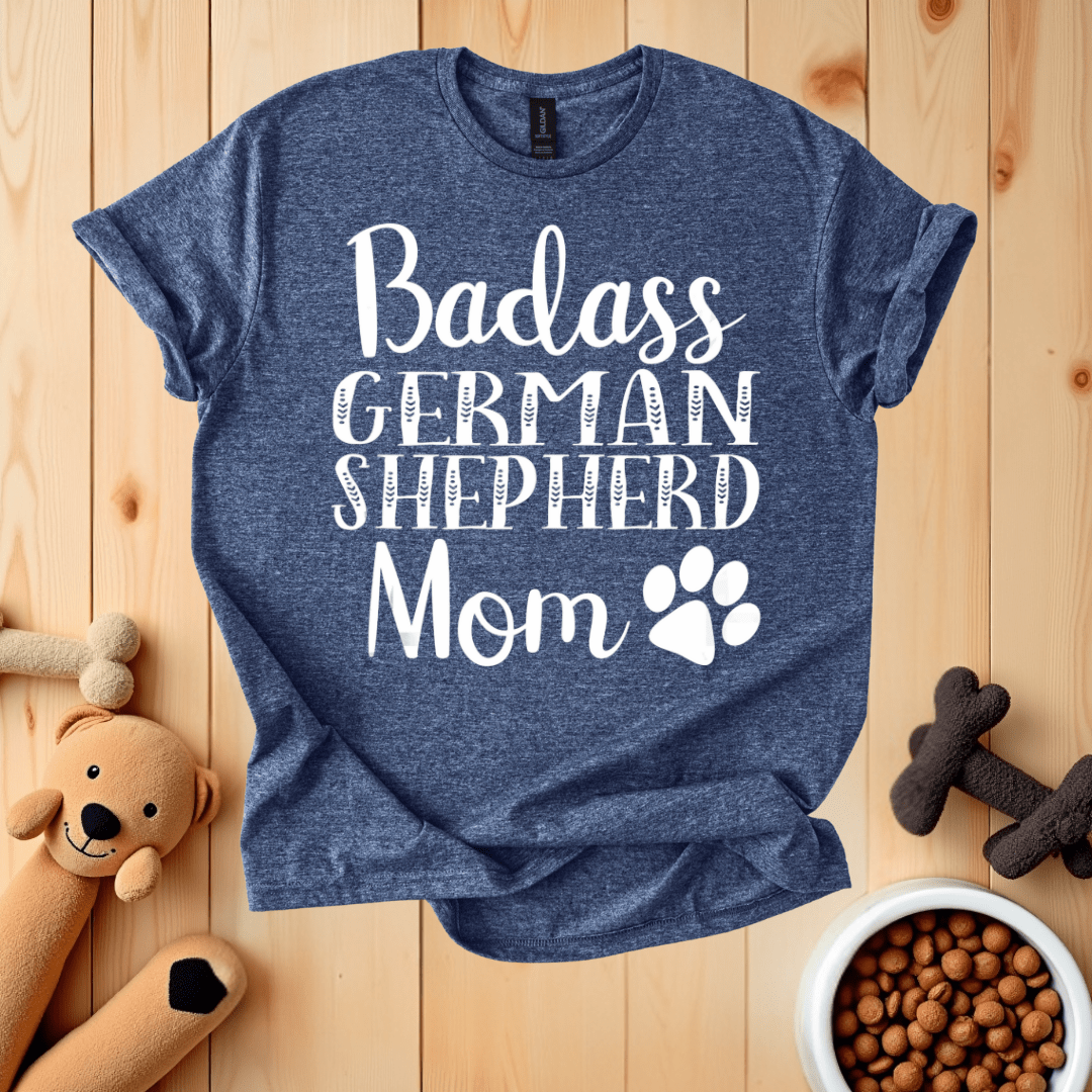 Heather Navy / S Badass German Shepherd Mom T-Shirt