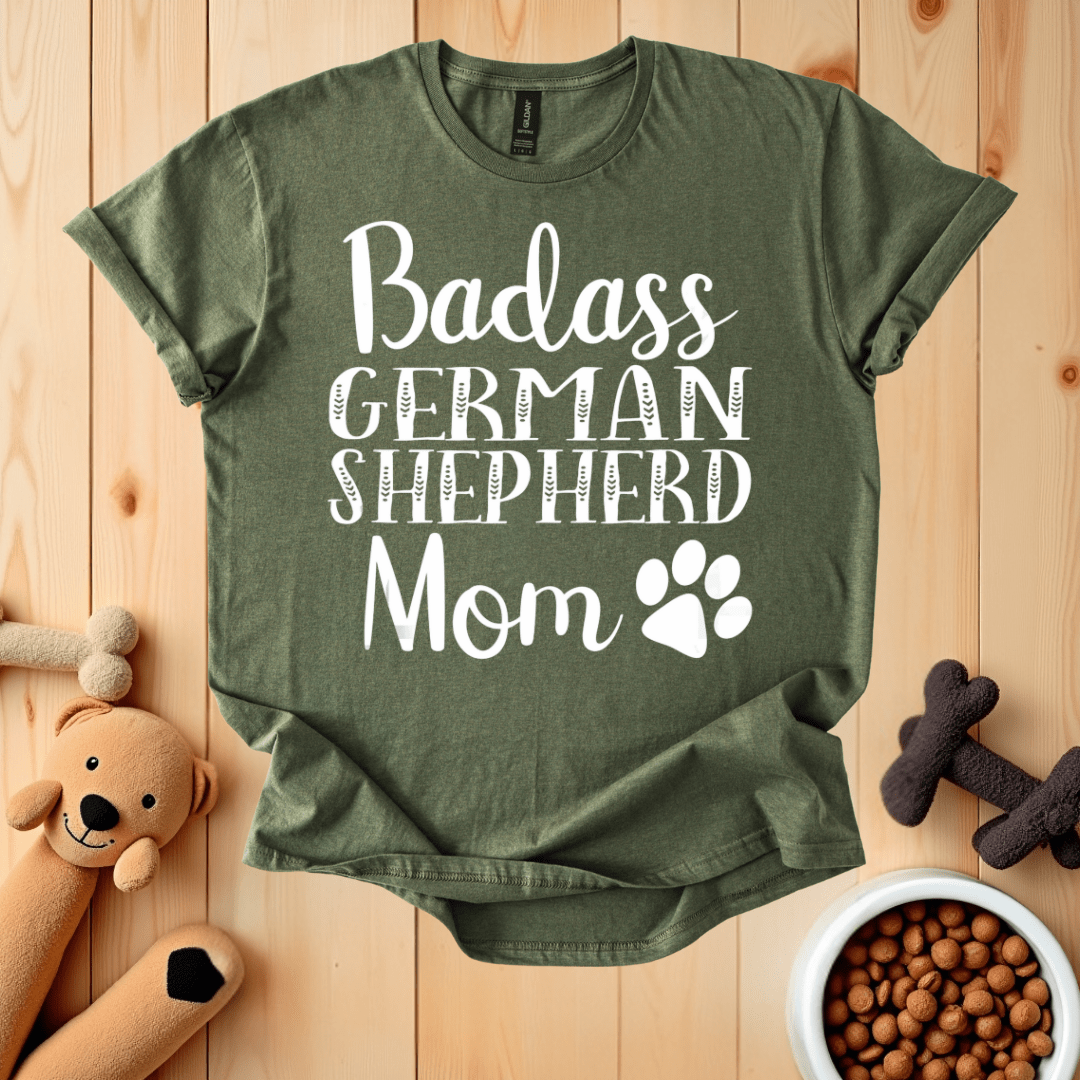 Military Green / S Badass German Shepherd Mom T-Shirt