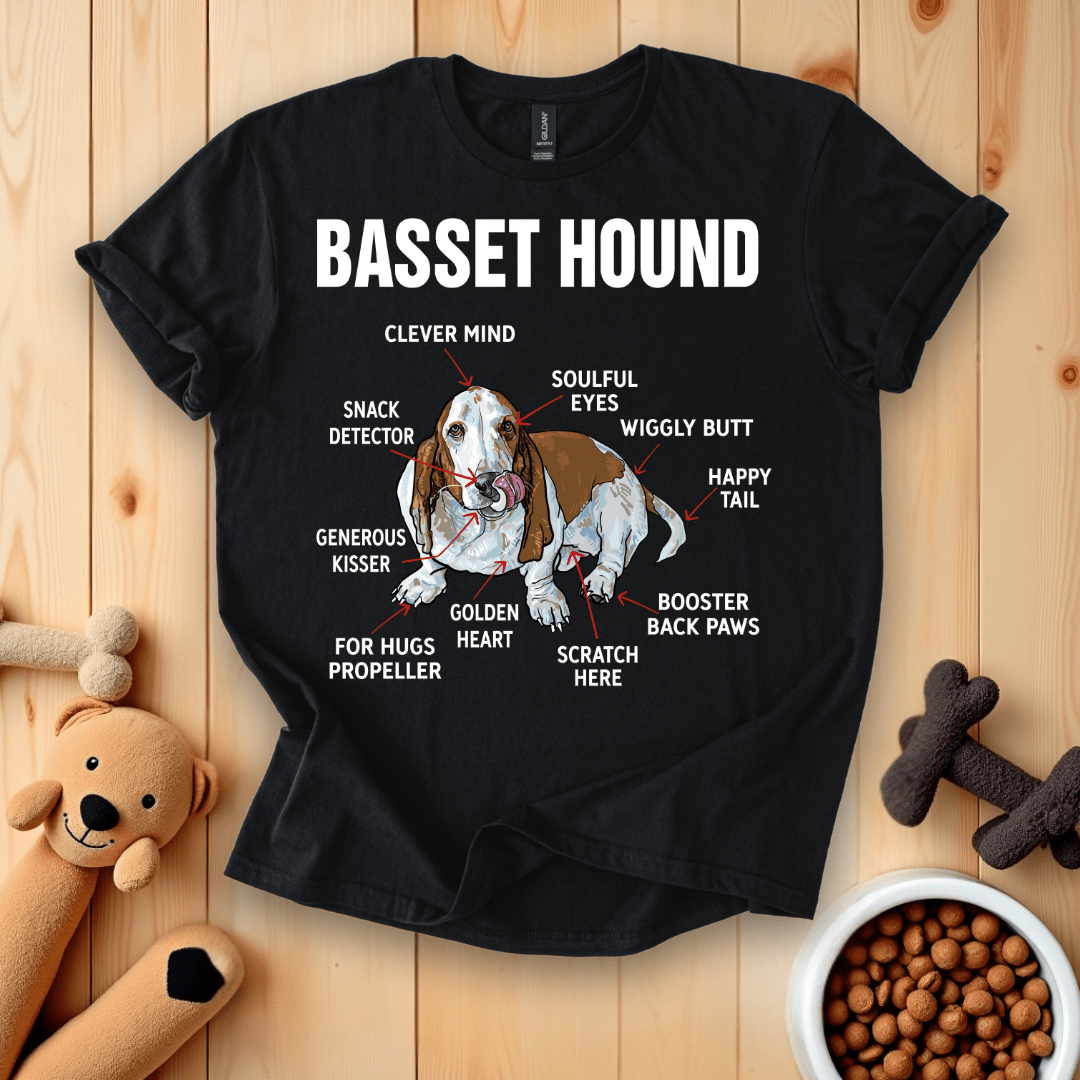 Black / S Basset Hound Anatomy T-Shirt