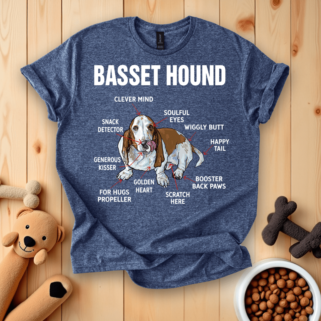Heather Navy / S Basset Hound Anatomy T-Shirt