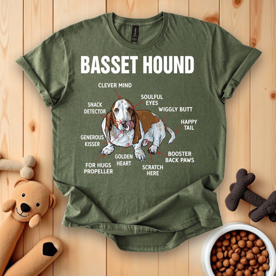 Military Green / S Basset Hound Anatomy T-Shirt