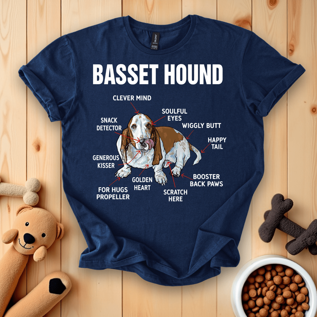 Navy / S Basset Hound Anatomy T-Shirt