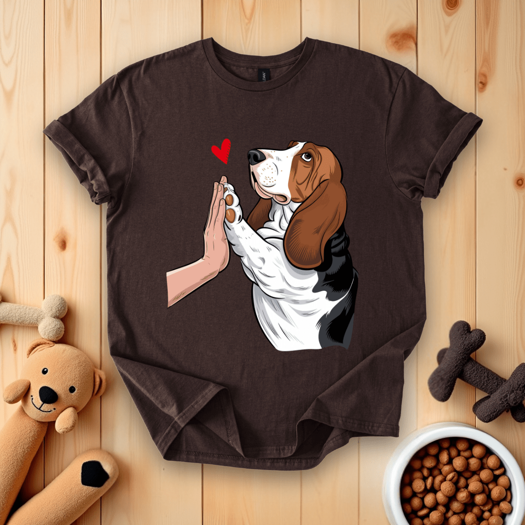 Dark Chocolate / S Basset Hound High Five T-Shirt