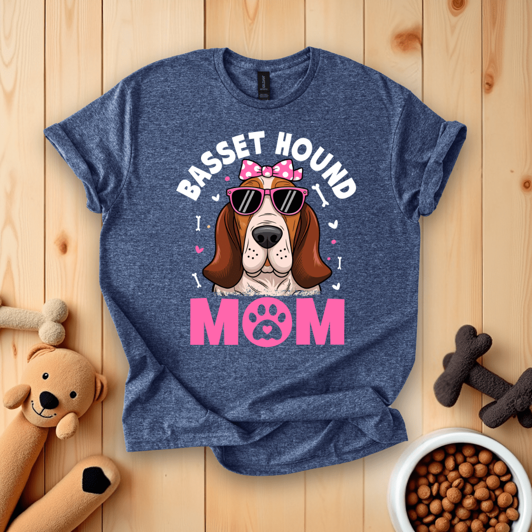 Heather Navy / S Basset Hound Mom T-Shirt