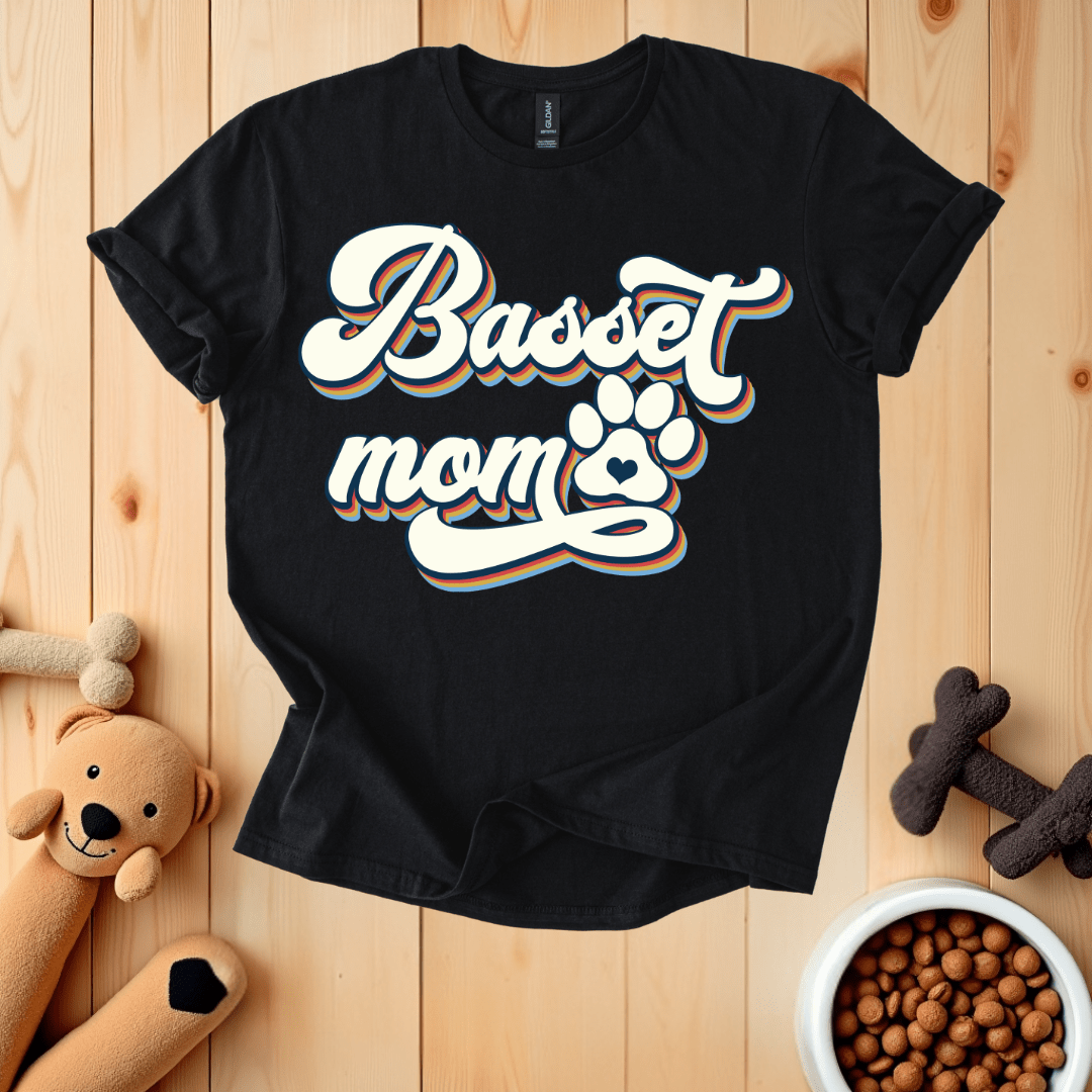 Black / S Basset Mom T-Shirt