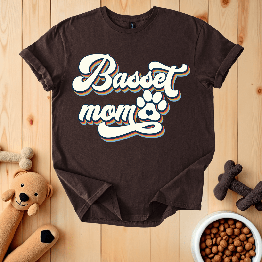 Dark Chocolate / S Basset Mom T-Shirt