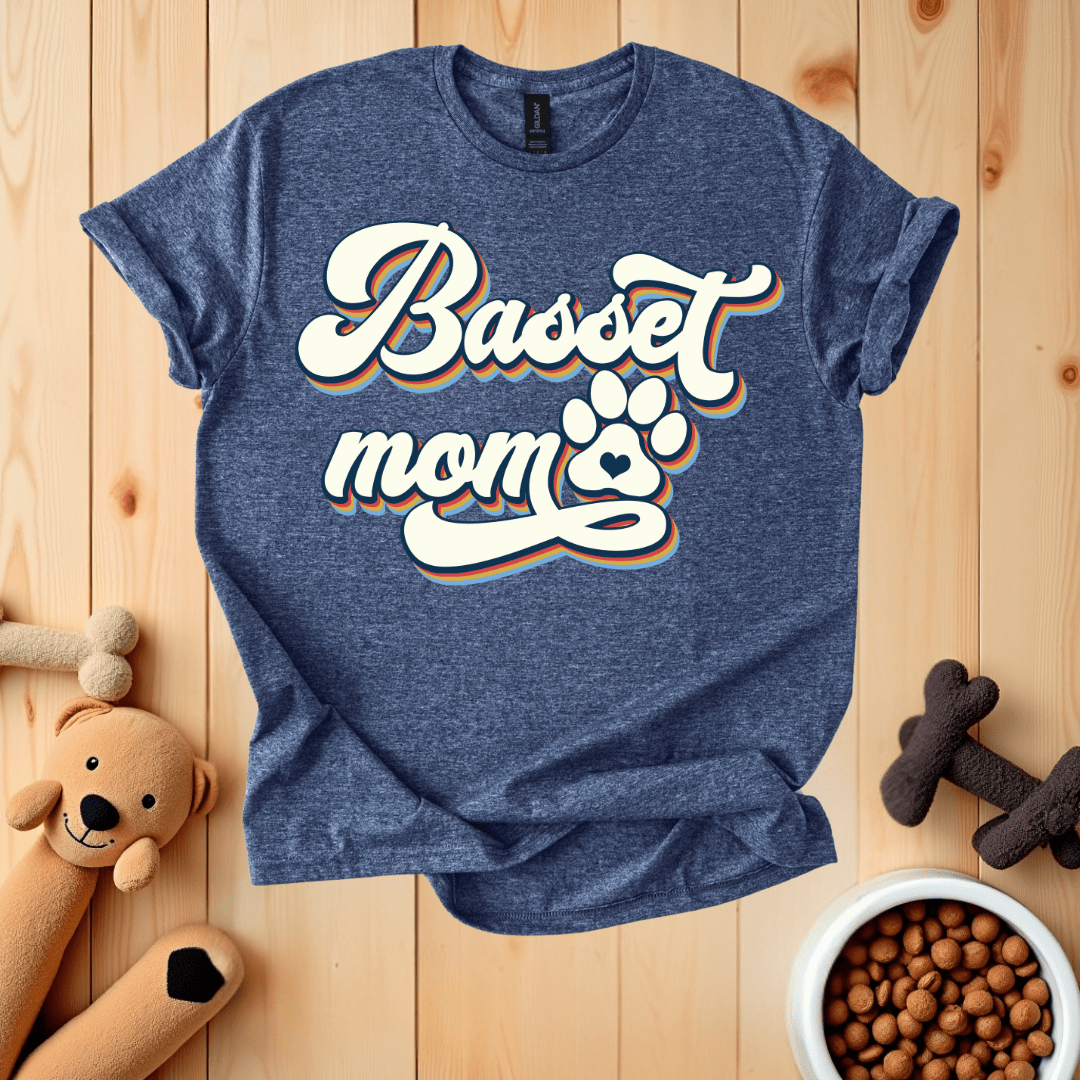 Heather Navy / S Basset Mom T-Shirt