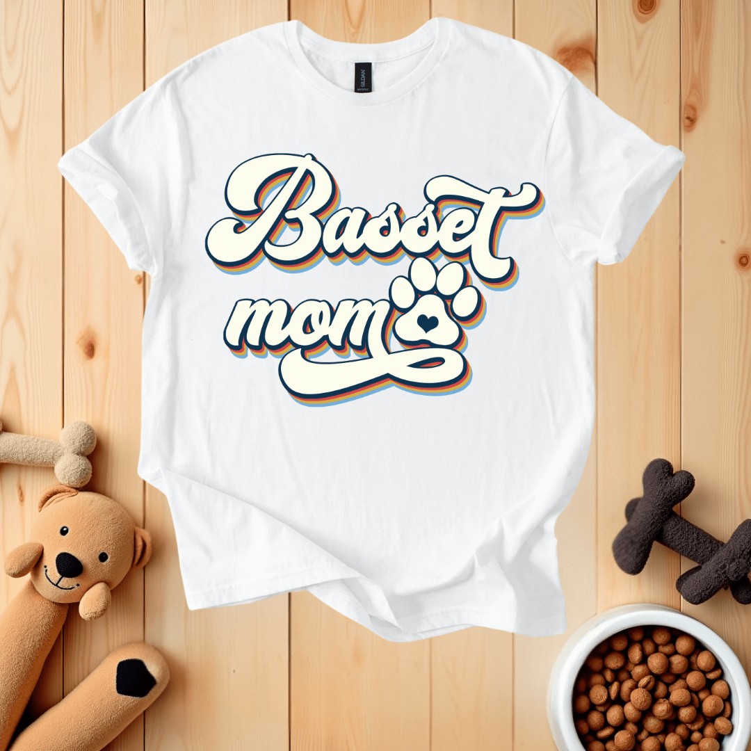 White / S Basset Mom T-Shirt